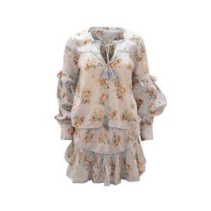 LoveShackFancy Floral Blouse and Skirt in Blue Cotton